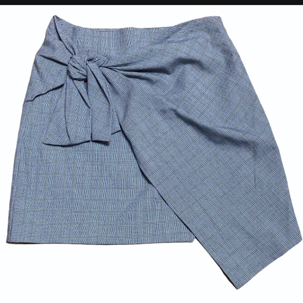 Zara Asymmetrical Plaid Front Bow Mini Skirt XS